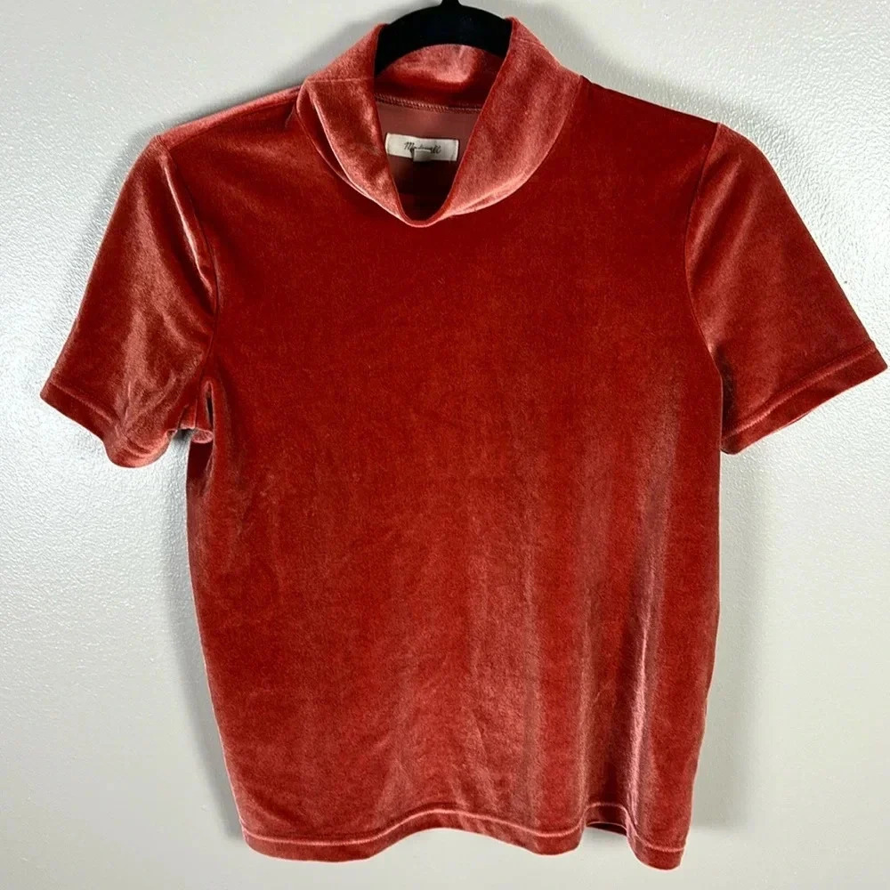 Madewell Velvet Turtleneck Short Sleeve Top